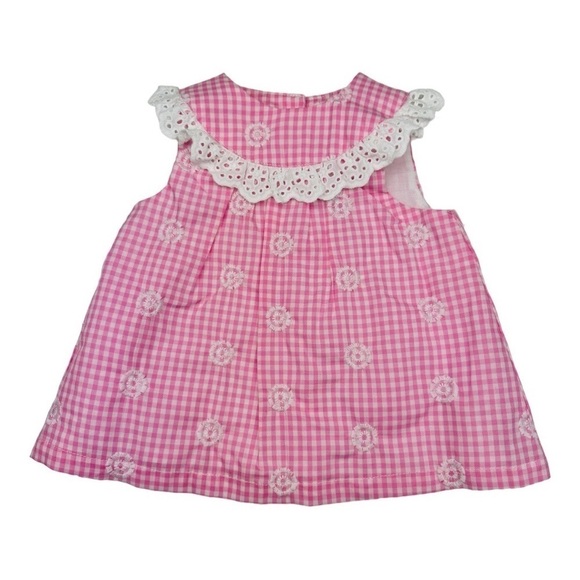 Little Me Gingham Ruffle Pink Dress Size 6 Months - Picture 1 of 6